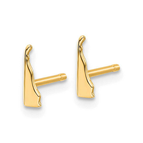 Image of 7.70mm Gold-Plated Sterling Silver Delaware DE Small State Stud Earrings