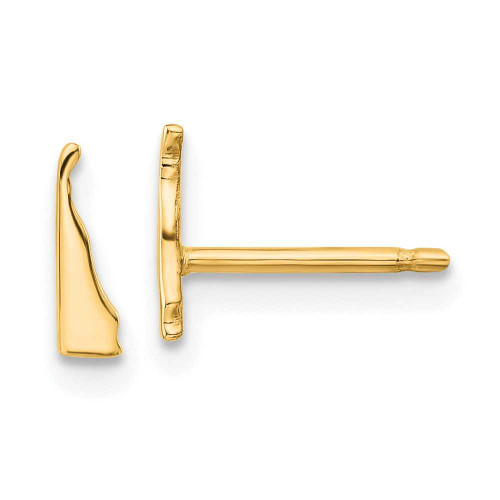 Image of 7.70mm Gold-Plated Sterling Silver Delaware DE Small State Stud Earrings