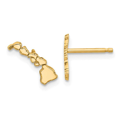 Image of 7.52mm Gold-Plated Sterling Silver Hawaii HI Small State Stud Earrings