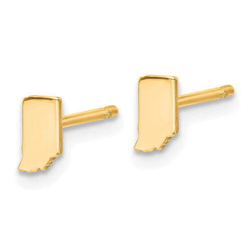 Image of 7.21mm Gold-Plated Sterling Silver Indiana IN Small State Stud Earrings