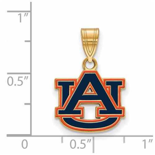 Image of Gold-Plated Sterling Silver LogoArt Auburn University Small Enamel Pendant