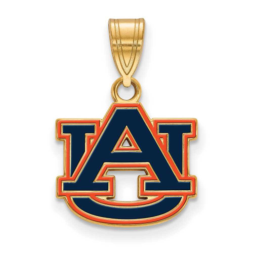 Image of Gold-Plated Sterling Silver LogoArt Auburn University Small Enamel Pendant