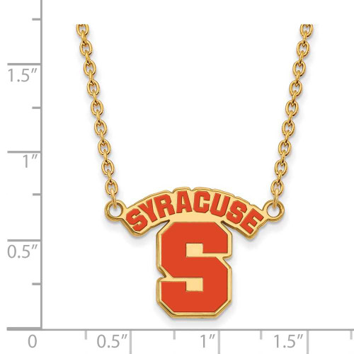 Image of Gold-Plated Sterling Silver LogoArt Syracuse University Large Enamel Pendant
