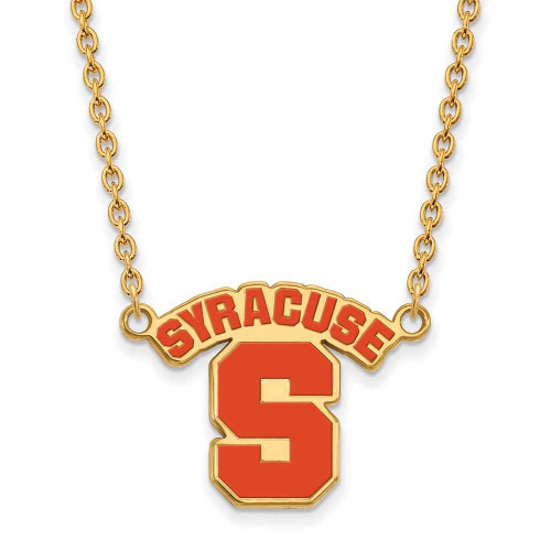 Image of Gold-Plated Sterling Silver LogoArt Syracuse University Large Enamel Pendant