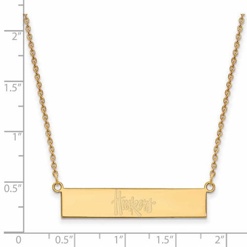 Image of Gold-Plated Sterling Silver LogoArt University of Nebraska Small Bar Necklace
