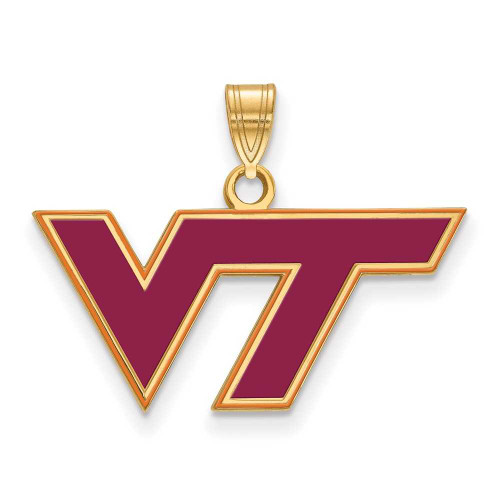 Image of Gold-Plated Sterling Silver LogoArt Virginia Tech Medium Enamel Pendant