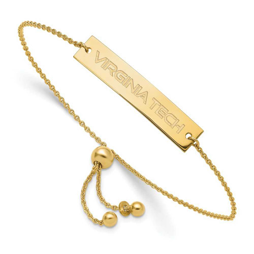 Image of Gold-Plated Sterling Silver LogoArt Virginia Tech Small Bar Adjustable Bracelet