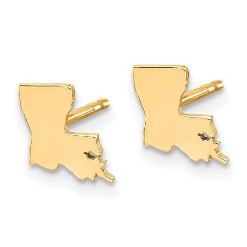 Image of 6.73mm Gold-Plated Sterling Silver Louisiana LA Small State Stud Earrings
