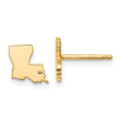 Image of 6.73mm Gold-Plated Sterling Silver Louisiana LA Small State Stud Earrings