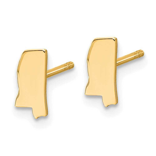 Image of 8.13mm Gold-Plated Sterling Silver Mississippi MS Small State Stud Earrings