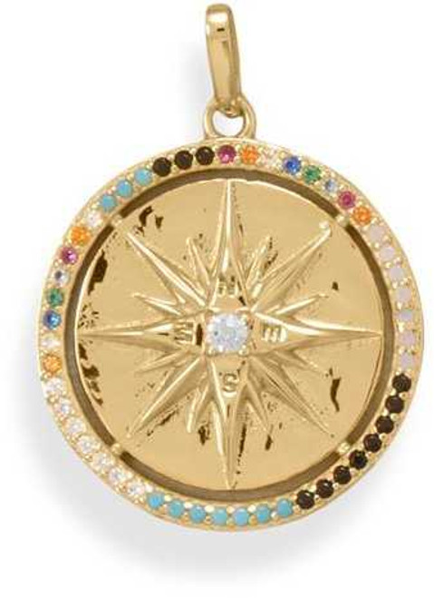 Image of Gold-plated Sterling Silver Multi Color CZ Star Design Pendant