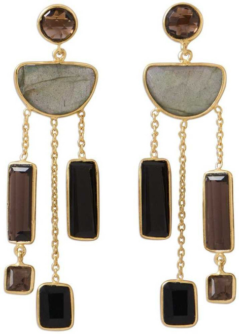 Image of Gold-plated Sterling Silver Multi Stone Post Earrings