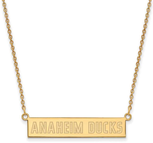 Image of Gold-Plated Sterling Silver NHL LogoArt Anaheim Ducks Small Bar Necklace