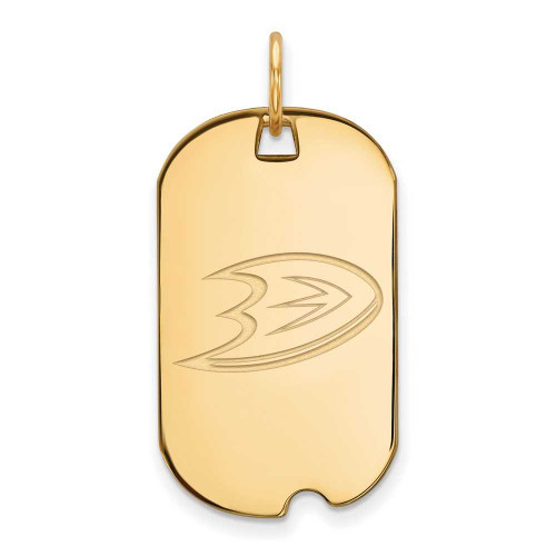 Image of Gold-Plated Sterling Silver NHL LogoArt Anaheim Ducks Small Dog Tag Pendant