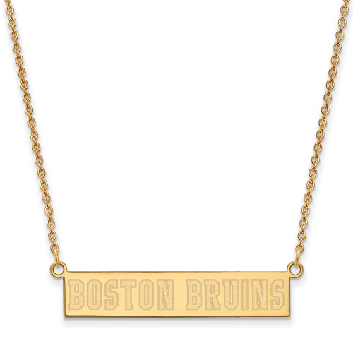 Gold-Plated Sterling Silver NHL LogoArt Boston Bruins Small Bar Necklace