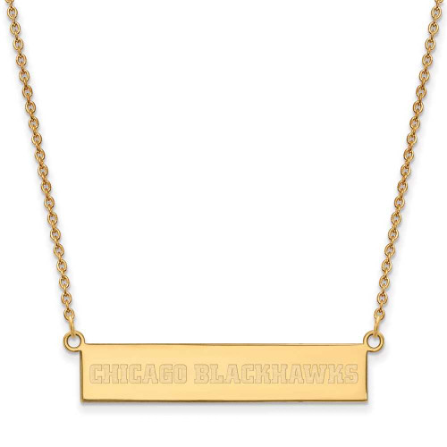 Image of Gold-Plated Sterling Silver NHL LogoArt Chicago Blackhawks Small Bar Necklace