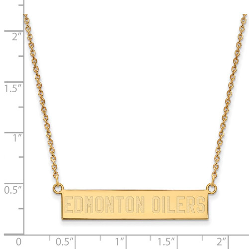 Gold-Plated Sterling Silver NHL LogoArt Edmonton Oilers Small Bar Necklace