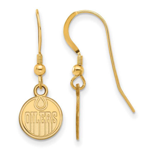 Image of Gold-Plated Sterling Silver NHL LogoArt Edmonton Oilers XS Dangle Earrings Wire