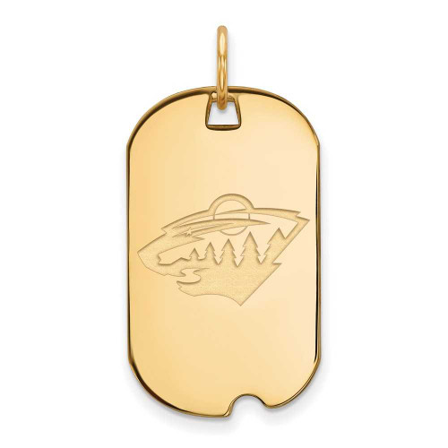 Image of Gold-Plated Sterling Silver NHL LogoArt Minnesota Wild Small Dog Tag Pendant