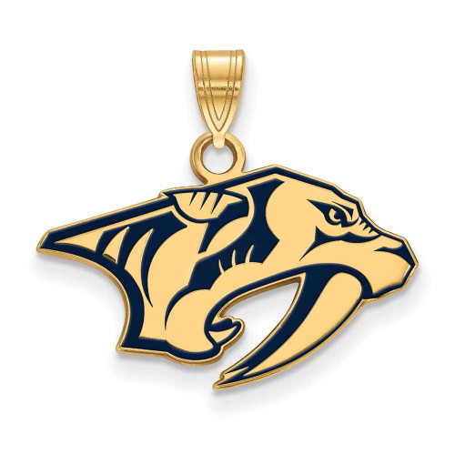 Image of Gold-Plated Sterling Silver NHL LogoArt Nashville Predators Small Enamel Pendant