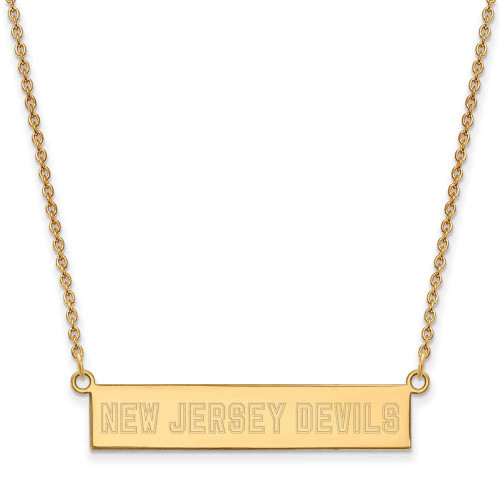 Image of Gold-Plated Sterling Silver NHL LogoArt New Jersey Devils Small Bar Necklace