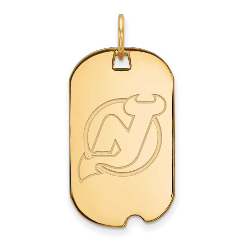 Image of Gold-Plated Sterling Silver NHL LogoArt New Jersey Devils Small Dog Tag Pendant