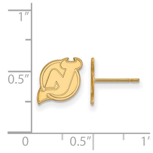 Image of Gold-Plated Sterling Silver NHL LogoArt New Jersey Devils XS Stud Earrings