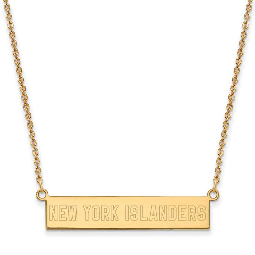 Image of Gold-Plated Sterling Silver NHL LogoArt New York Islanders Small Bar Necklace