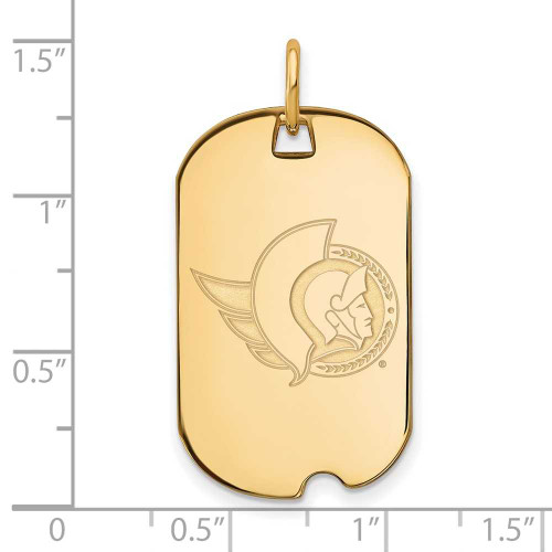 Image of Gold-Plated Sterling Silver NHL LogoArt Ottawa Senators Small Dog Tag Pendant