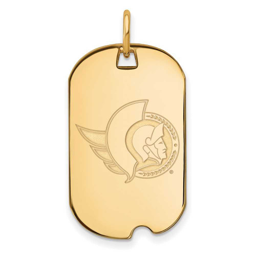 Image of Gold-Plated Sterling Silver NHL LogoArt Ottawa Senators Small Dog Tag Pendant