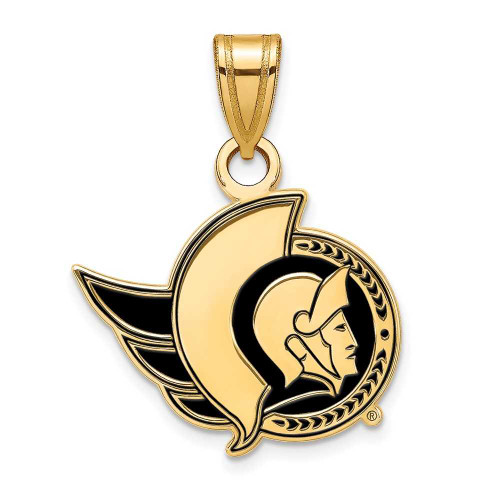 Image of Gold-Plated Sterling Silver NHL LogoArt Ottawa Senators Small Enamel Pendant