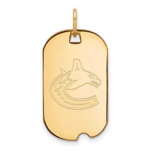 Image of Gold-Plated Sterling Silver NHL LogoArt Vancouver Canucks Small Dog Tag Pendant