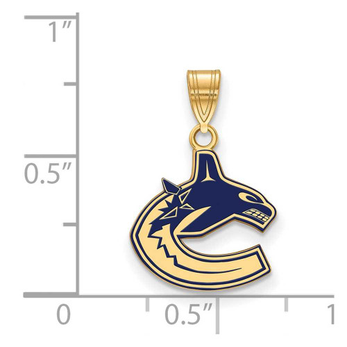 Image of Gold-Plated Sterling Silver NHL LogoArt Vancouver Canucks Small Enamel Pendant