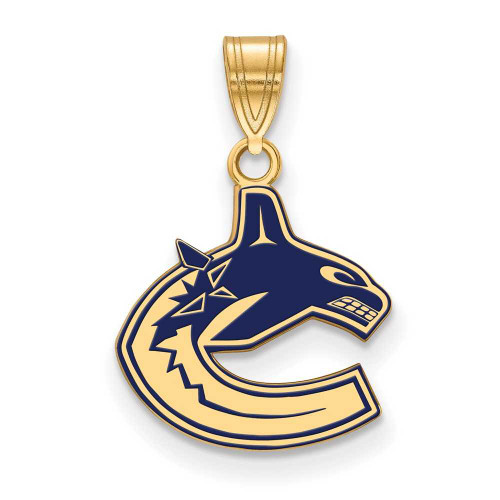 Image of Gold-Plated Sterling Silver NHL LogoArt Vancouver Canucks Small Enamel Pendant