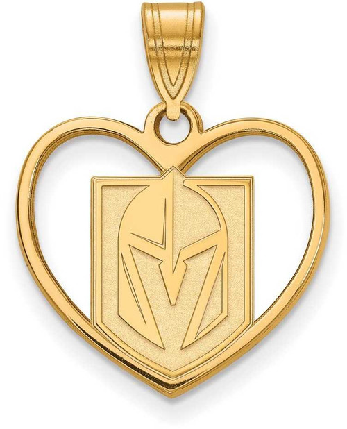 Image of Gold-Plated Sterling Silver NHL LogoArt Vegas Golden Knights Pendant in Heart
