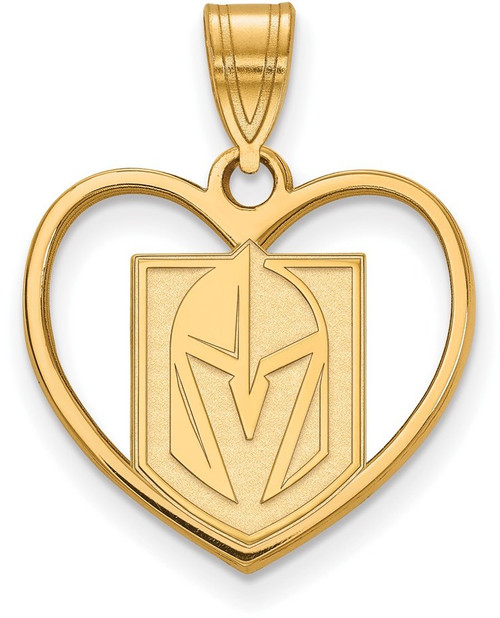 Gold-Plated Sterling Silver NHL LogoArt Vegas Golden Knights Pendant in Heart