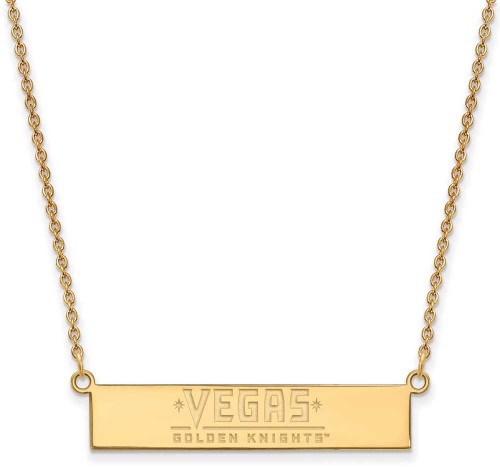 Image of Gold-Plated Sterling Silver NHL LogoArt Vegas Golden Knights Small Bar Necklace