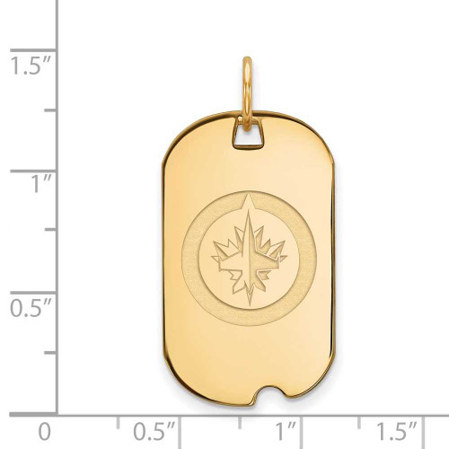 Image of Gold-Plated Sterling Silver NHL LogoArt Winnipeg Jets Small Dog Tag Pendant