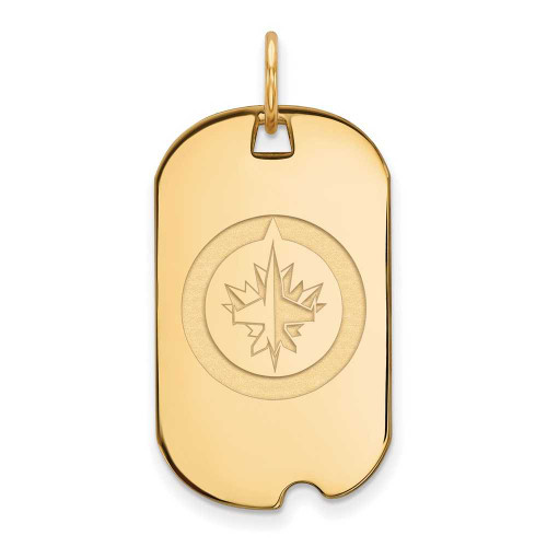 Image of Gold-Plated Sterling Silver NHL LogoArt Winnipeg Jets Small Dog Tag Pendant