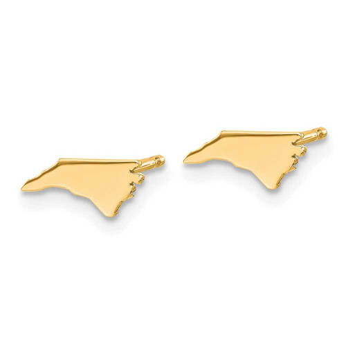 Image of 4.04mm Gold-Plated Sterling Silver North Carolina NC Small State Stud Earrings