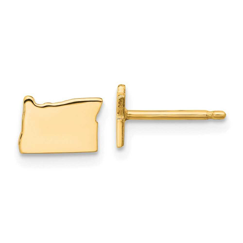 Image of 5.66mm Gold-Plated Sterling Silver Oregon OR Small State Stud Earrings