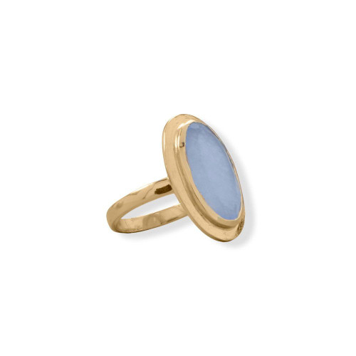 Image of Gold-plated Sterling Silver Oval Chalcedony Ring