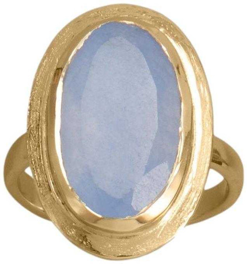 Image of Gold-plated Sterling Silver Oval Chalcedony Ring