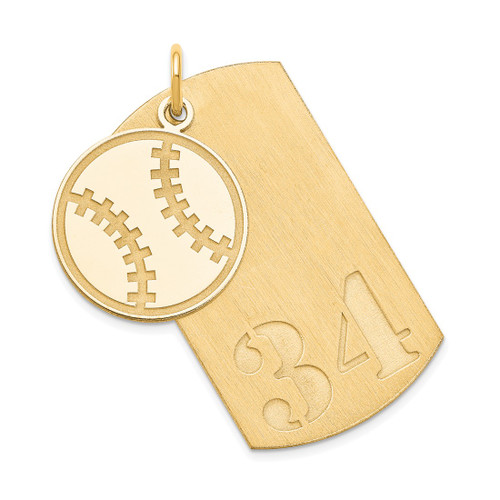 Gold-Plated Sterling Silver Personalized 2-piece Baseball Dog Tag Pendant