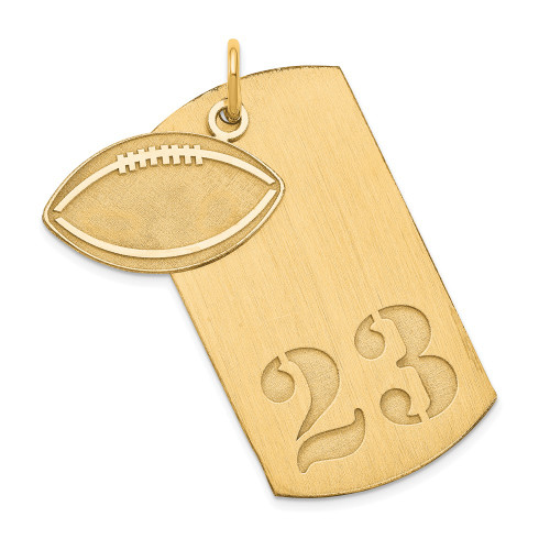 Gold-Plated Sterling Silver Personalized 2-piece Football Dog Tag Pendant