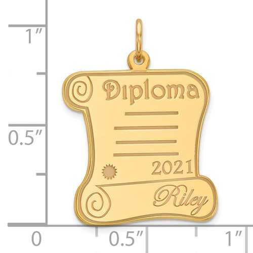 Image of Gold-Plated Sterling Silver Personalized Diploma Charm