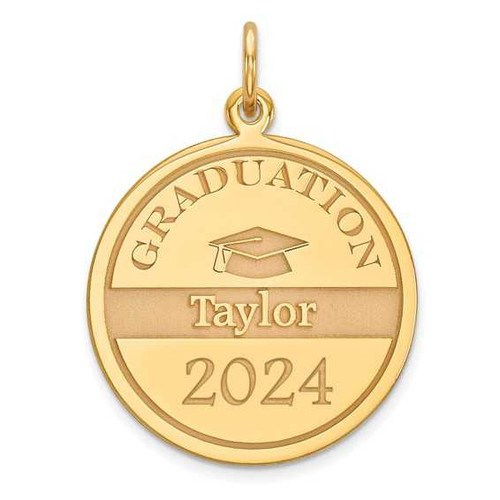 Image of Gold-Plated Sterling Silver Personalized Graduation Disc Charm