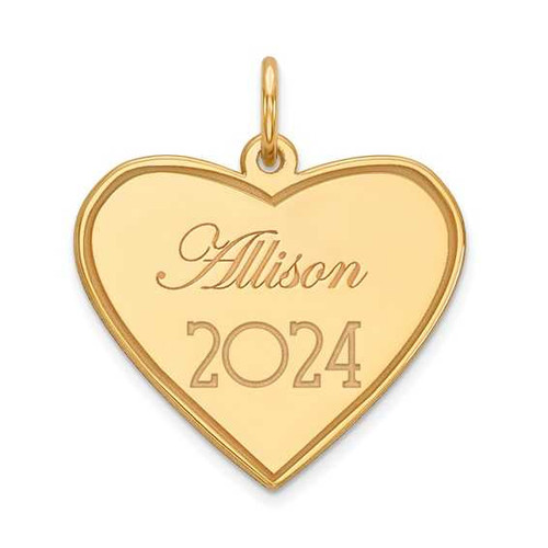 Image of Gold-Plated Sterling Silver Personalized Heart Graduation Charm