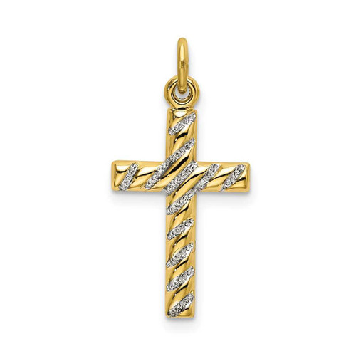 Image of Gold-Plated Sterling Silver Polished & Texture Cross Pendant