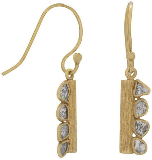 Image of Gold-plated Sterling Silver Polki Diamond Drop Earrings